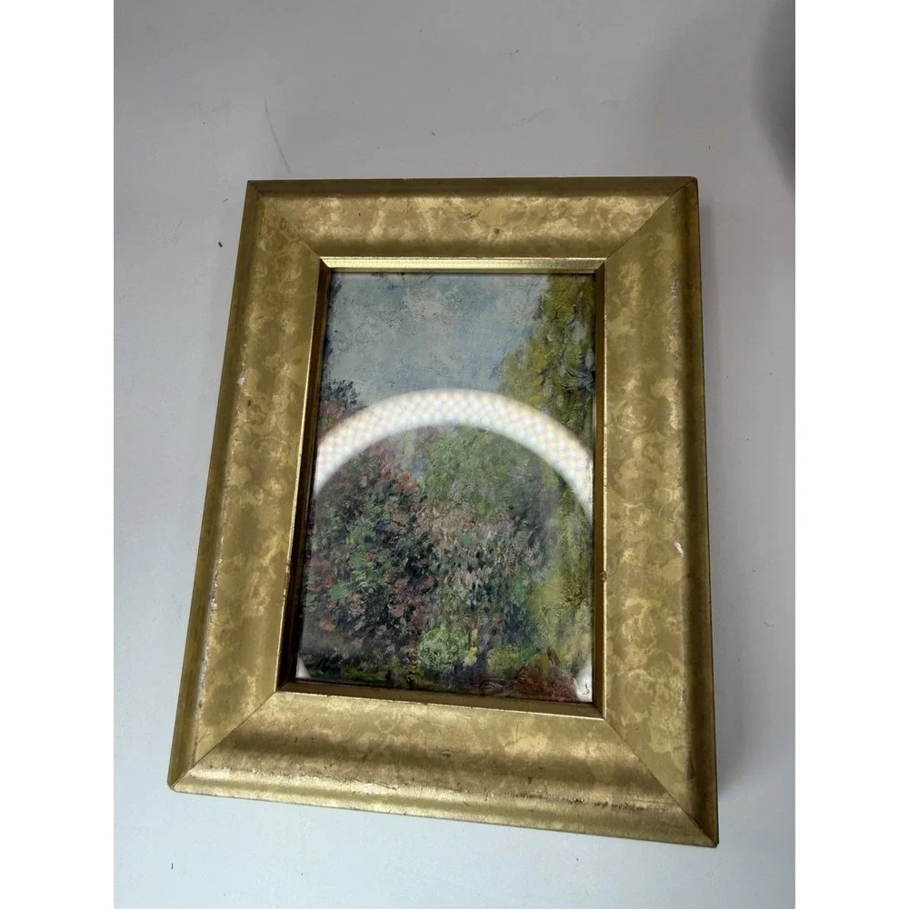 Vintage Cottage Decor Set Wooden Stand Duck Basket Faux Greenery Framed Art